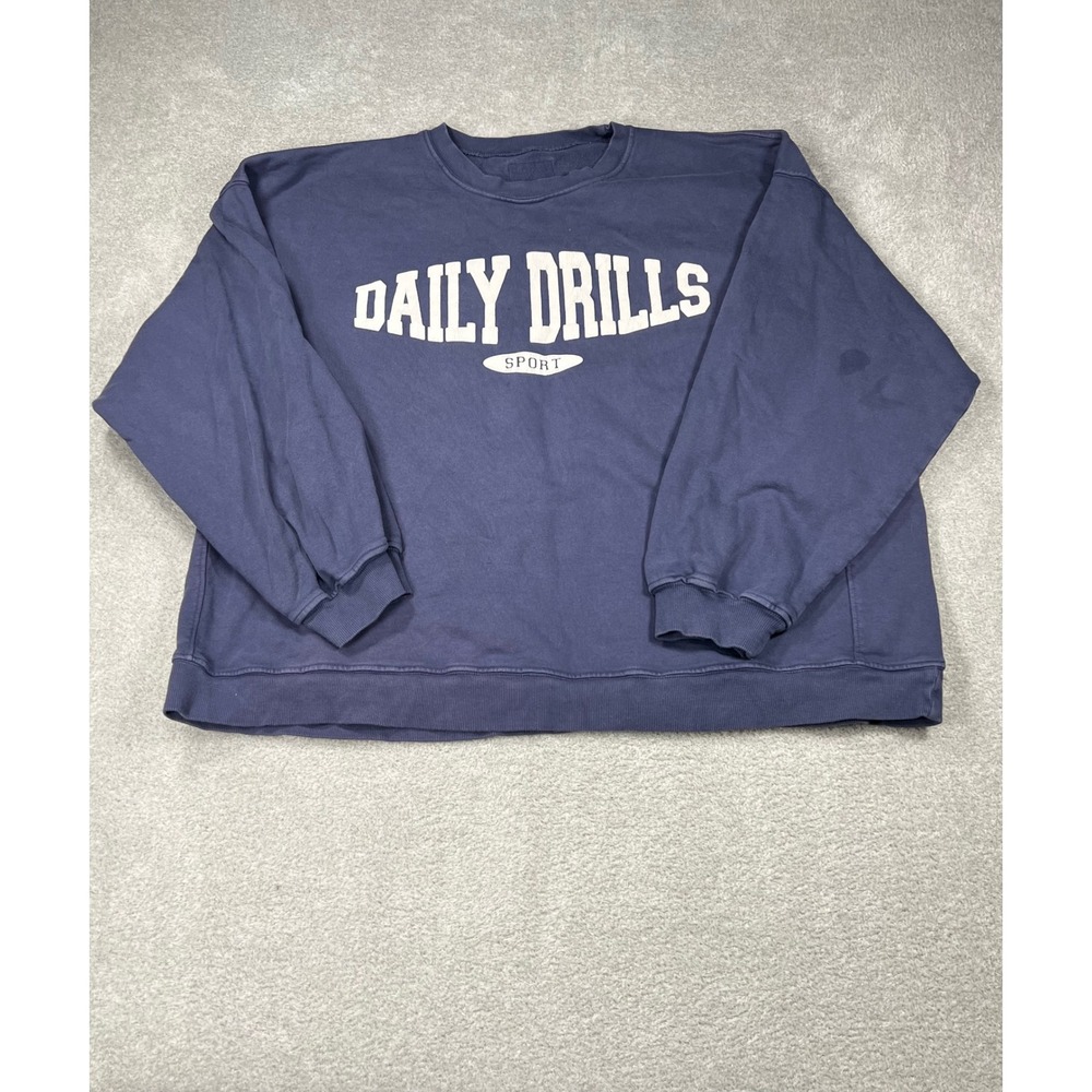 Daily Drills Sport Sweatshirt XS/S Navy Blue Oversized Cotton Pullover Sweater
